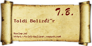 Toldi Belizár névjegykártya